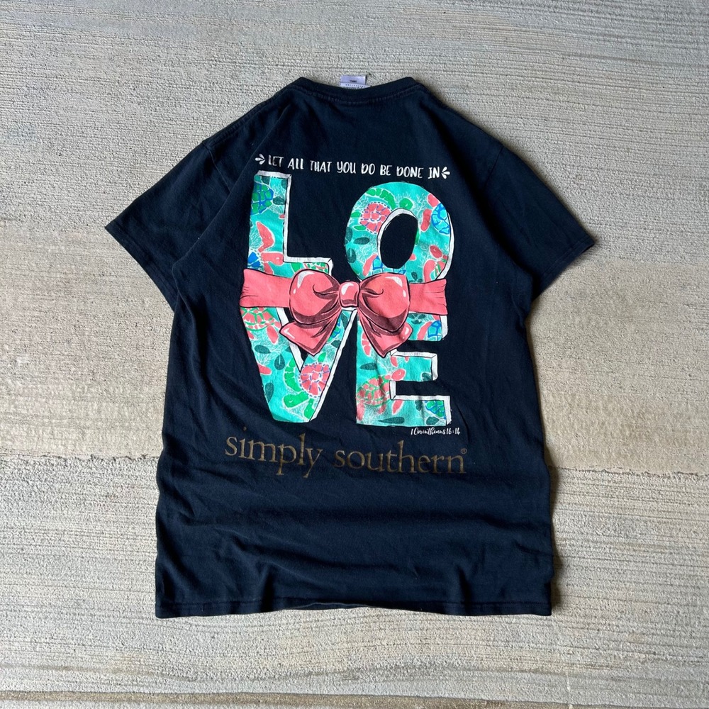 Vintage 2000s Simply Southern Love Turtle Bow Graphic T-Shirt